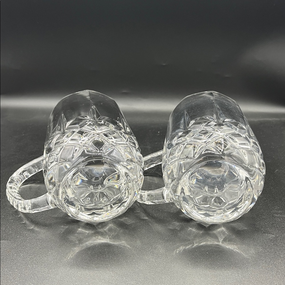 2 Cristal D'Arques Longchamp Diamax, Heavy Crystal Handled Beer Mugs - Picture 11 of 12